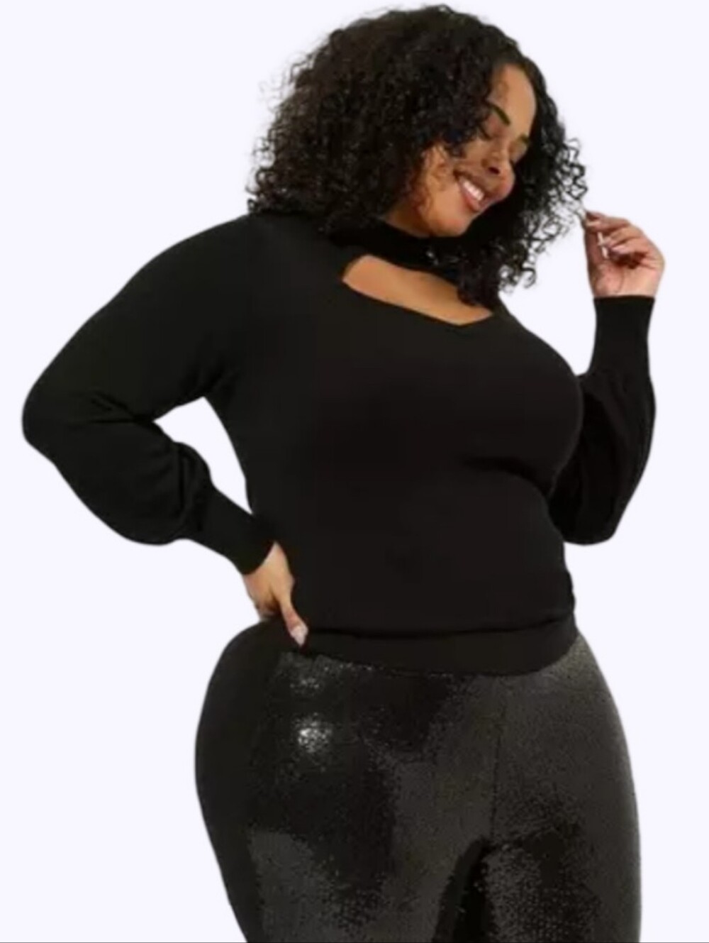 Torrid Black Mock Neck Heart Cutout‎ Long Sleeve Knit Sweater Plus Size 3 3X New